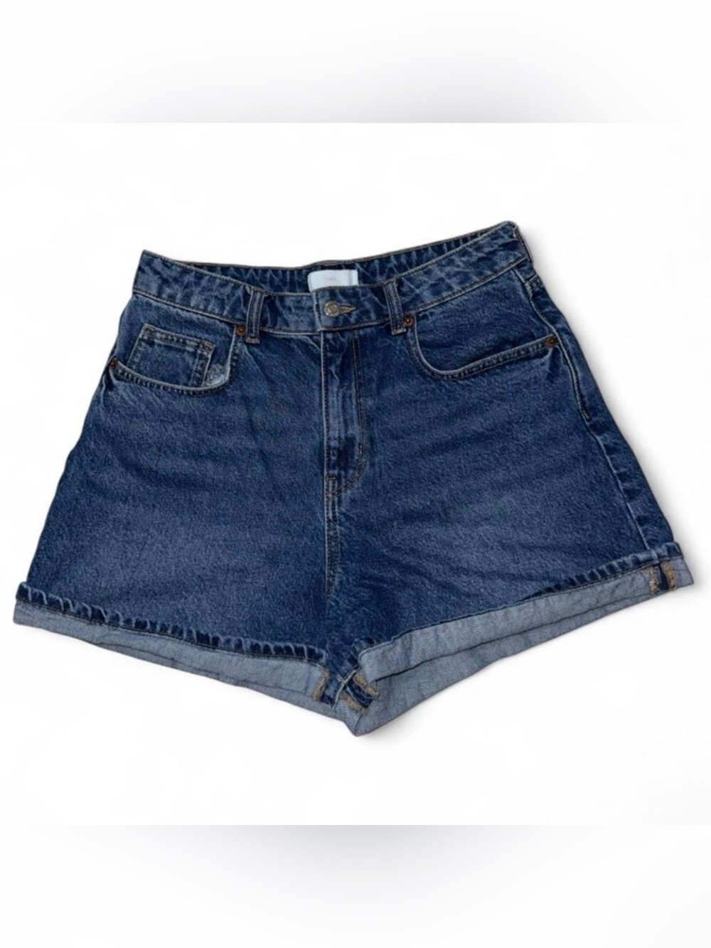 H&M Dark Blue High-Rise Denim Shorts - Women